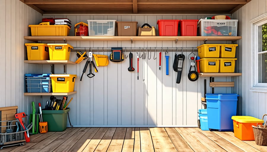 An efficiently organized storage shed after implementing the steps