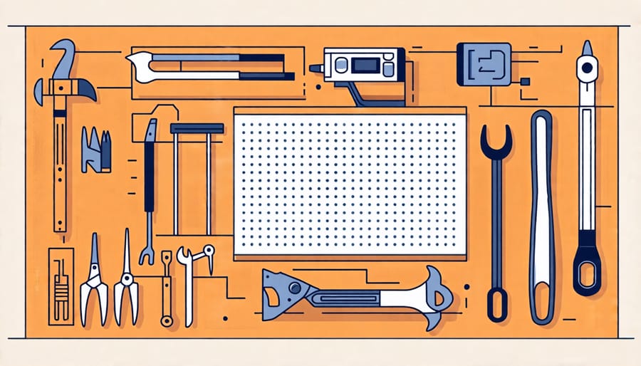 Conceptual depiction of a customized pegboard for efficient tool storage