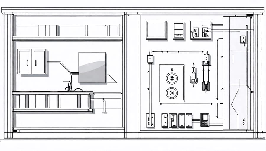 Schematic showing the main components and wiring of a shed electrical system