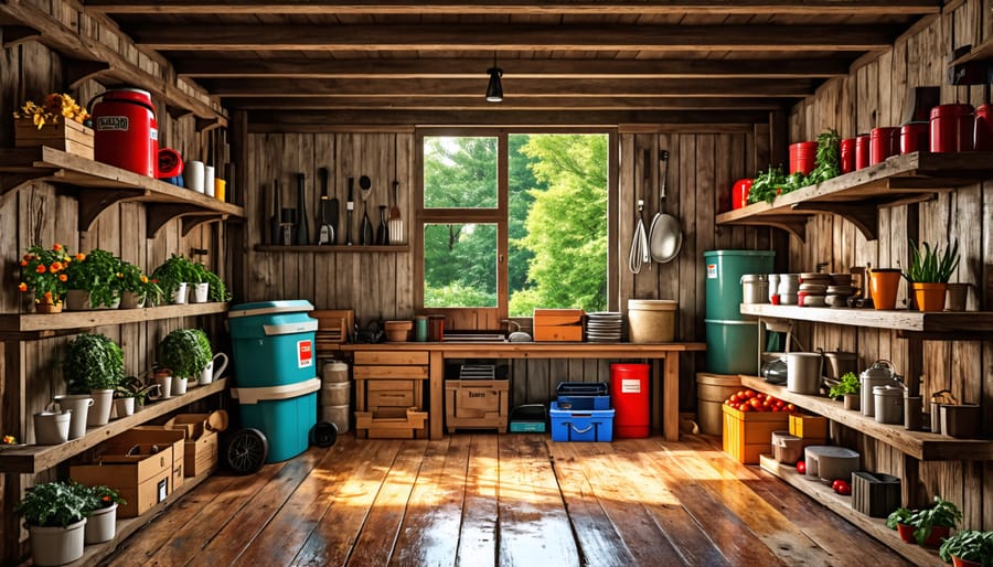 Interior view of a temperature-controlled shed showcasing organized storage