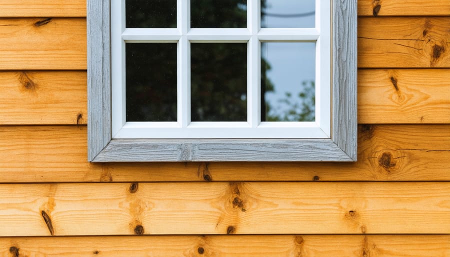 Demonstration of proper waterproof sealant application technique on a shed window