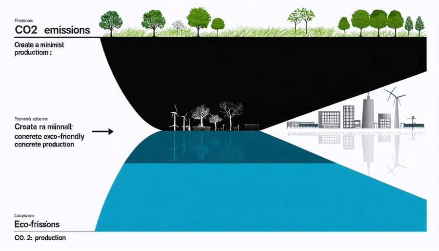 Infographic comparing carbon footprints of standard and eco-friendly concrete