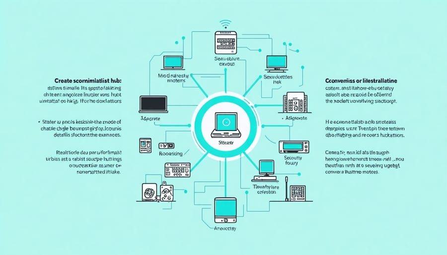 Diagram illustrating the integration of different security devices into one system