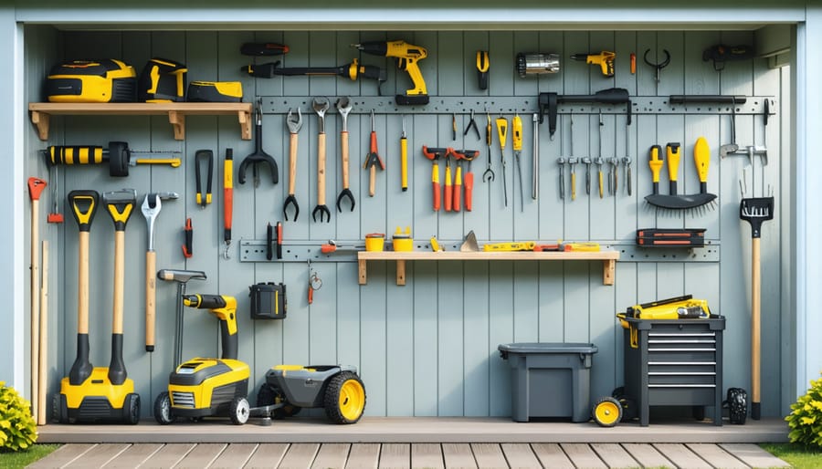 An example of a tidy and organized garden shed interior