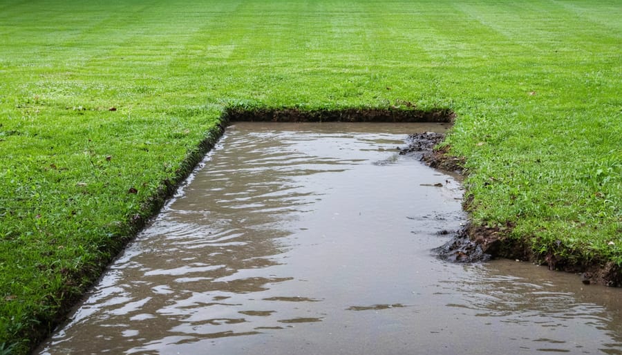 Yard with standing water and poor drainage