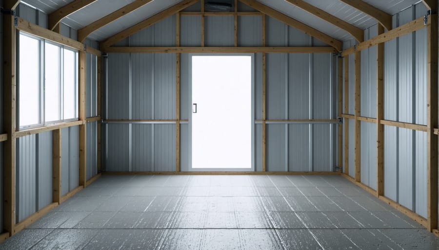 Shed interior brightened by natural light from a new window