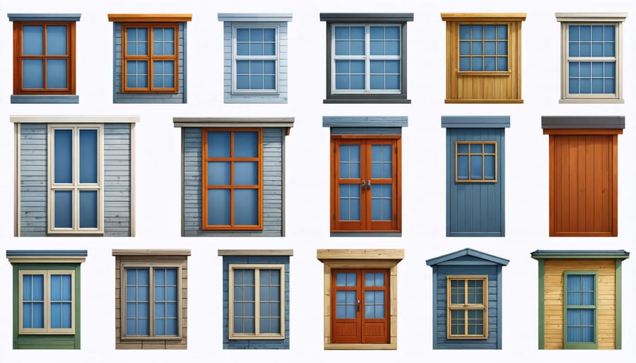 Different styles and materials of windows suitable for sheds