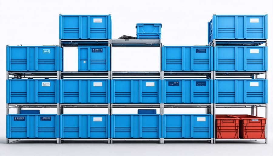 Color-coded stackable storage containers with clear organization system