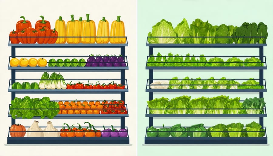 Side-by-side comparison of store-bought versus home-grown produce costs