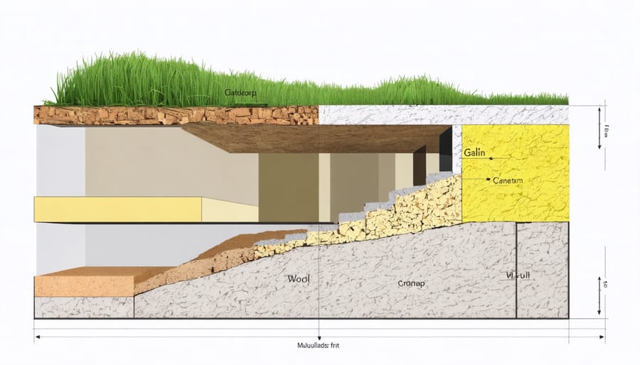 Detailed illustration of natural and bio-based insulation materials in home construction