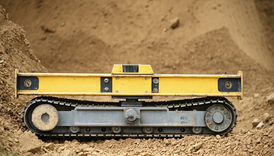 Person using a construction level to ensure proper ground leveling for shed foundation