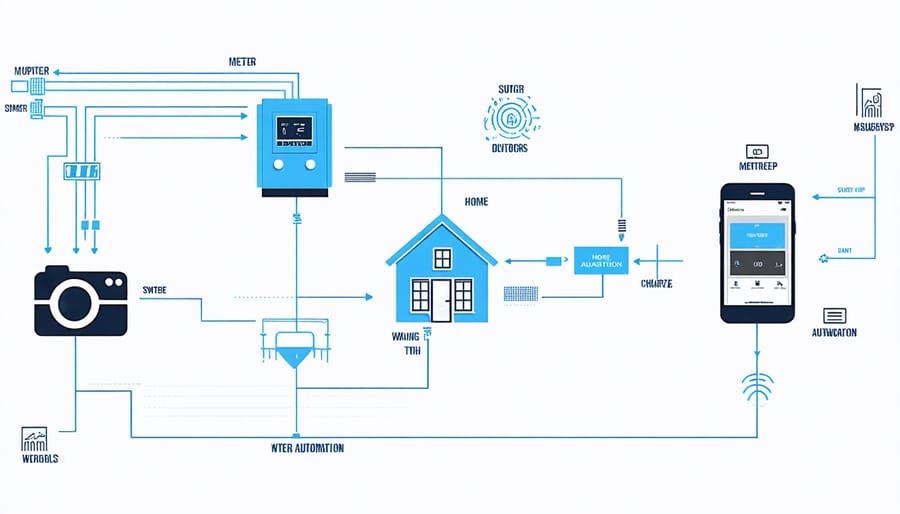 Visual diagram of smart water meter communication system and data integration