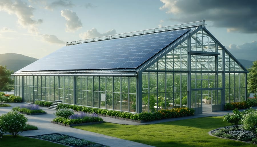 Eco-friendly greenhouse with integrated sustainable technology features