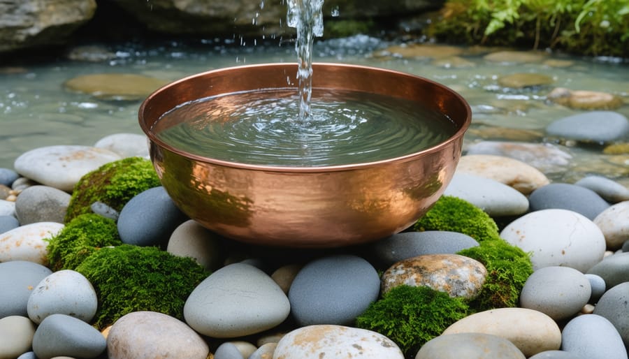 Peaceful water feature with gentle water flow in a zen garden setting