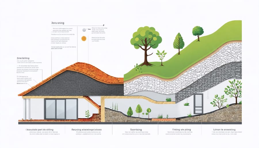 Detailed cross-section of roofing materials and layers for hot, cold, and coastal climates