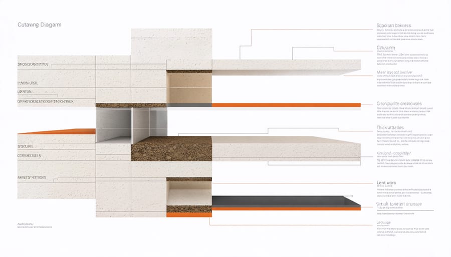 Technical illustration of composite shed wall layers and materials