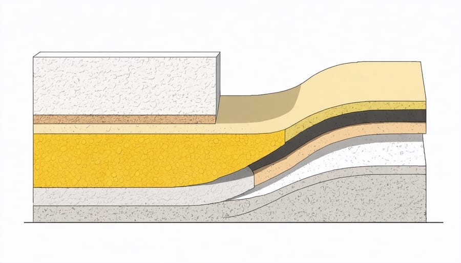 Labeled diagram showing metal shed wall layers including vapor barrier, insulation, and interior finishing