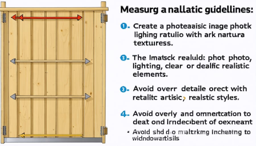 Person using measuring tape and level to mark window opening dimensions on shed wall