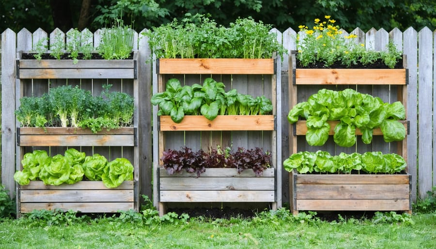 DIY raised garden beds constructed from recycled shed wood panels
