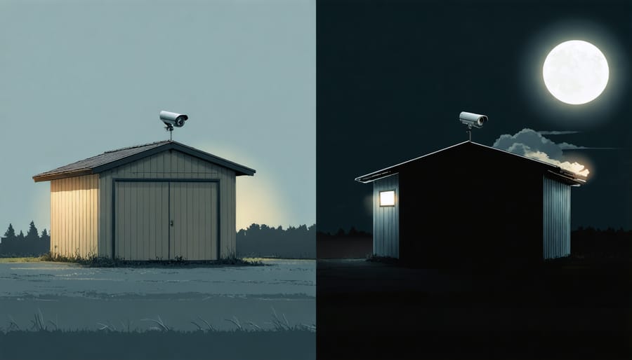 Comparison of powered versus unpowered shed highlighting security and safety concerns