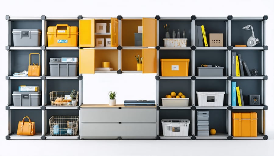 Smart modular storage system demonstrating space-efficient design features