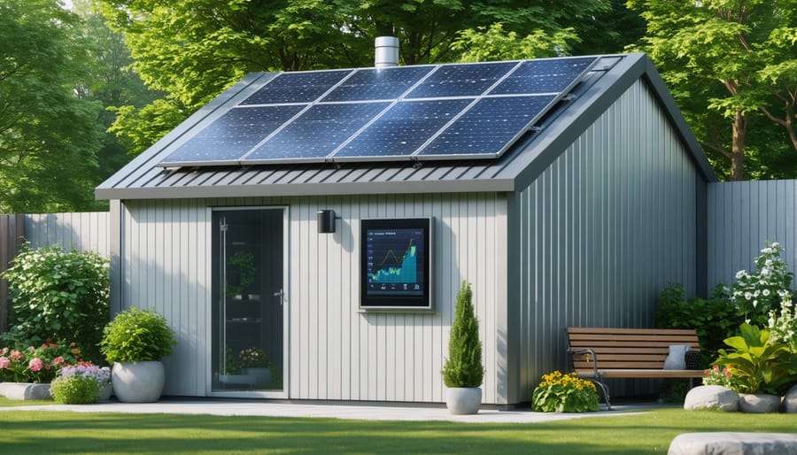 Solar-powered smart shed with integrated energy monitoring system