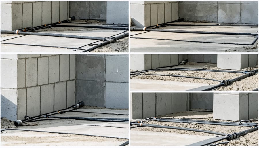 Installation sequence of vapor barrier under shed foundation