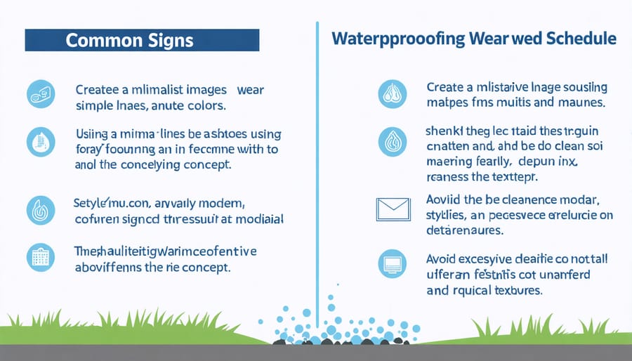 Visual guide to waterproofing maintenance indicators and timeline