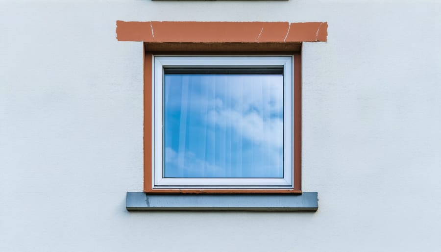 Close-up of installed window frame showing proper flashing installation and weatherproofing techniques