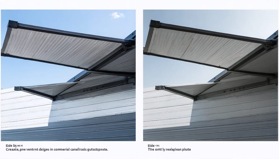 Four different types of canopy vent designs showing cathedral, mesh, peak, and side vent styles