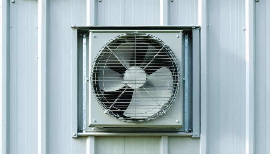 Installation sequence showing key steps in mounting a ventilation fan