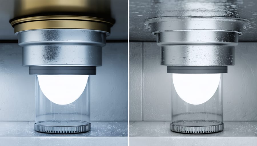 Side-by-side images showing clean vs clogged J vent roof systems