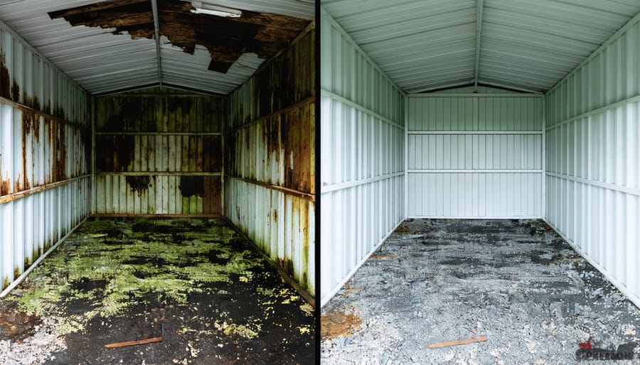 Comparison of climate damage versus properly controlled shed environment