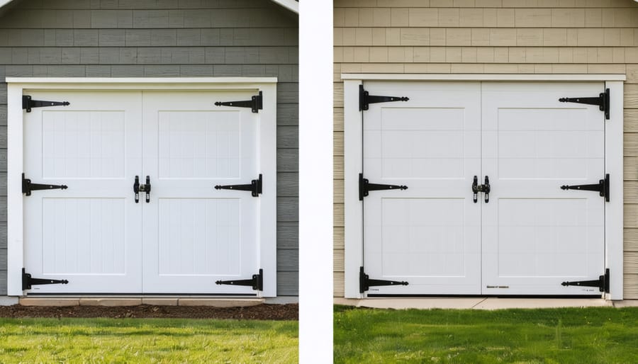 Comparison of standard and security-enhanced shed door hardware installations