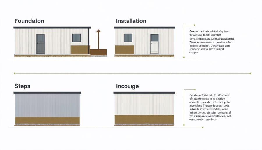 Diagram illustrating different shed foundation options and installation process
