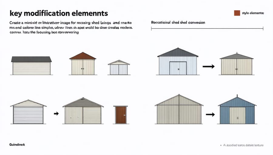Infographic displaying insulation layers, electrical wiring, and climate control components for shed conversion