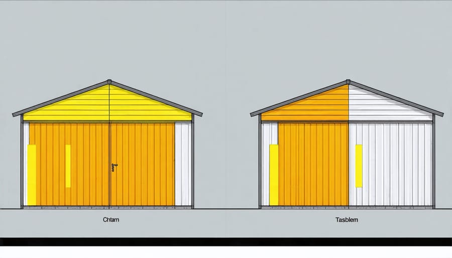Diagram highlighting typical weather-vulnerable areas of a garden shed including roof leaks, wall gaps, and foundation issues