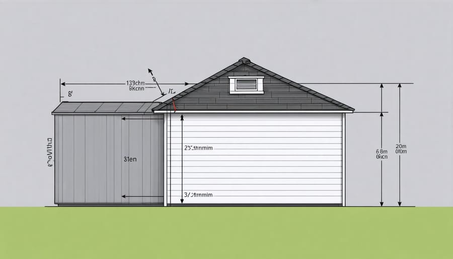 Technical illustration of weatherproofing methods for 3-sided storage shed