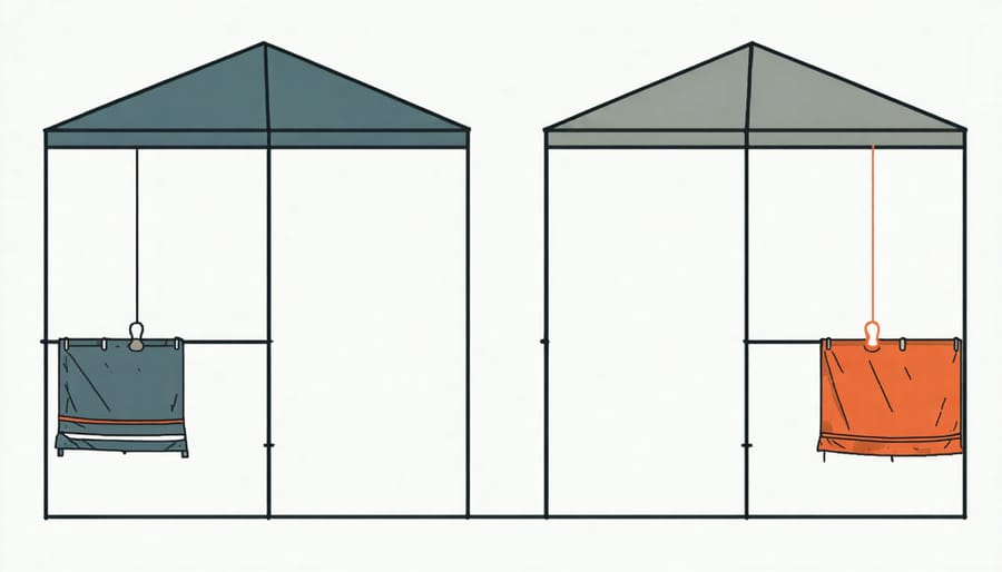 Comparison showing proper and improper shelter placement with environmental considerations