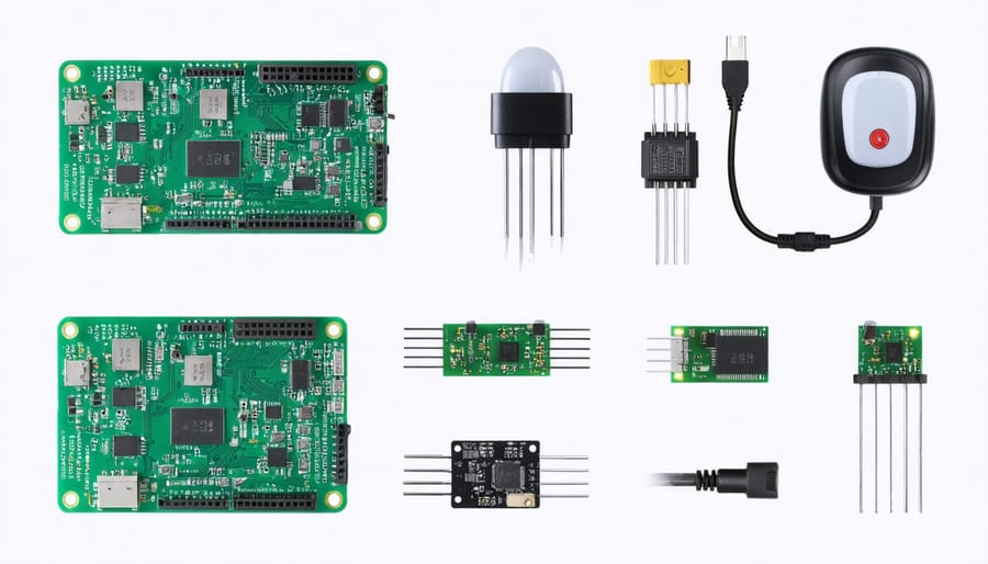 Installation sequence of smart pest control components including sensors, hub, and monitoring devices