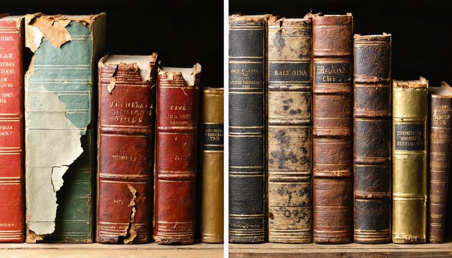 Comparison of items stored with and without climate control showing damage versus preservation