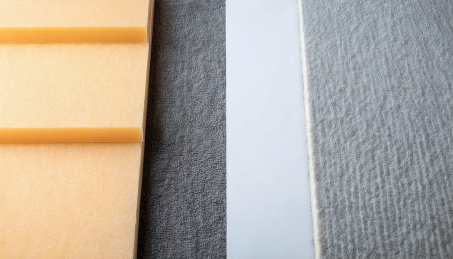 Various types of shed insulation materials displayed for comparison