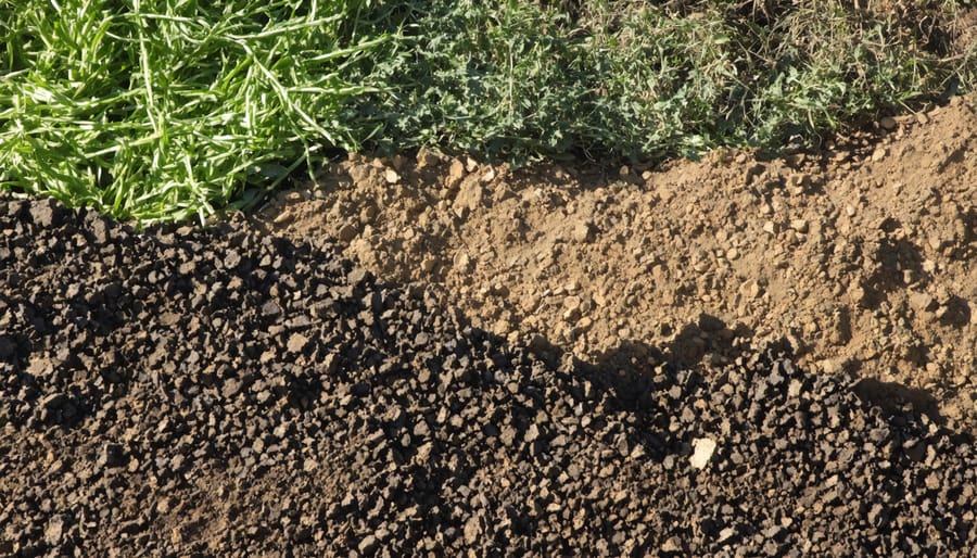 Cross-section view of a healthy compost pile with visible layers of organic materials