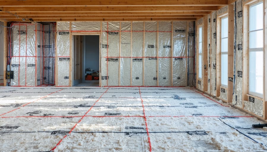Man cave conversion showing exposed walls with insulation and electrical work