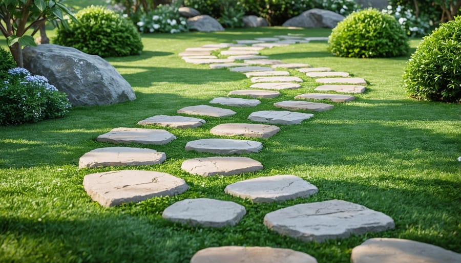 Permeable garden pathway demonstrating natural water drainage