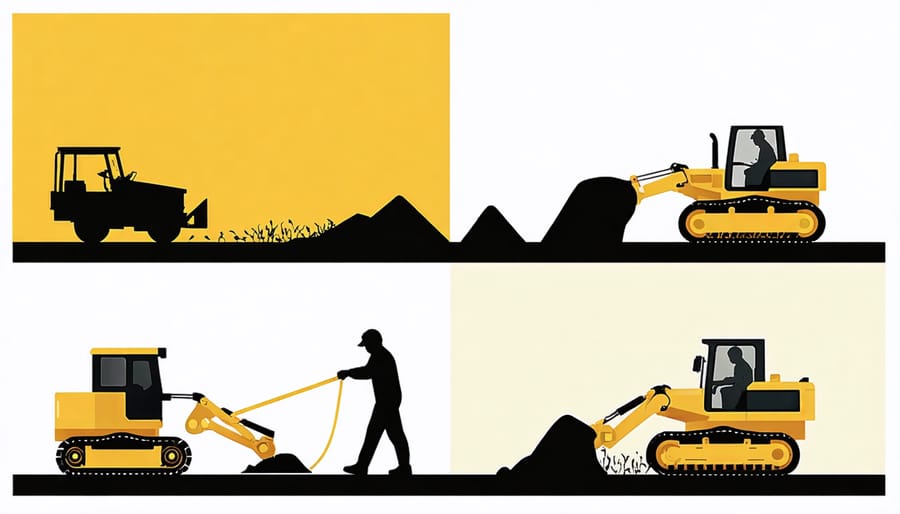 Four-panel image showing pruning, planting, harvesting, and winter protection in an edible garden