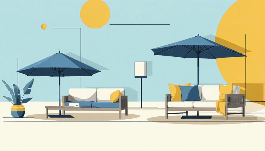 Visual guide showing various ways to protect outdoor items from sun and heat damage