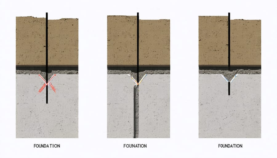Sequential images demonstrating key steps in installing an environmentally conscious shed foundation