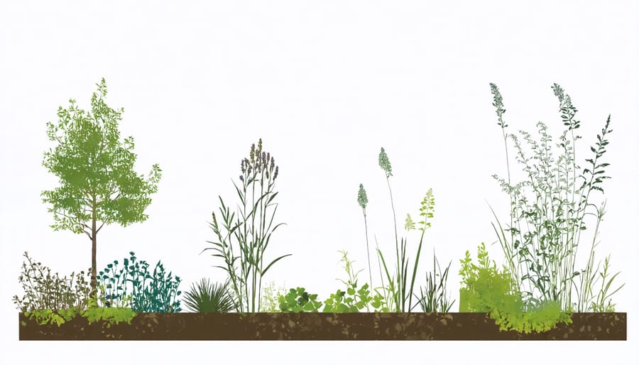 Before and after transformation of garden bed with native plant integration