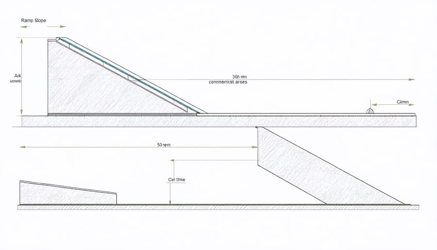Diagram illustrating correct ramp dimensions and slope calculations